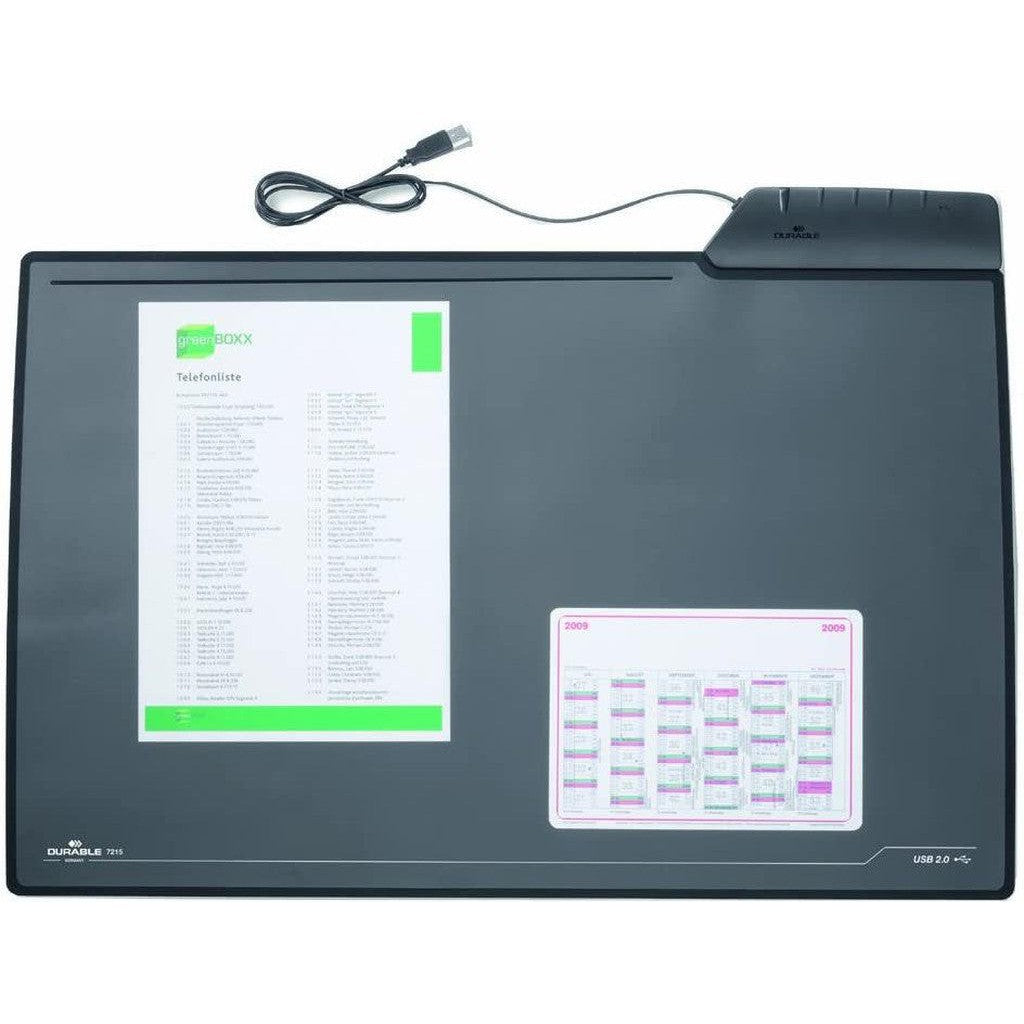 Durable Desk Mat With 4-Port Usb Hub Black 7215