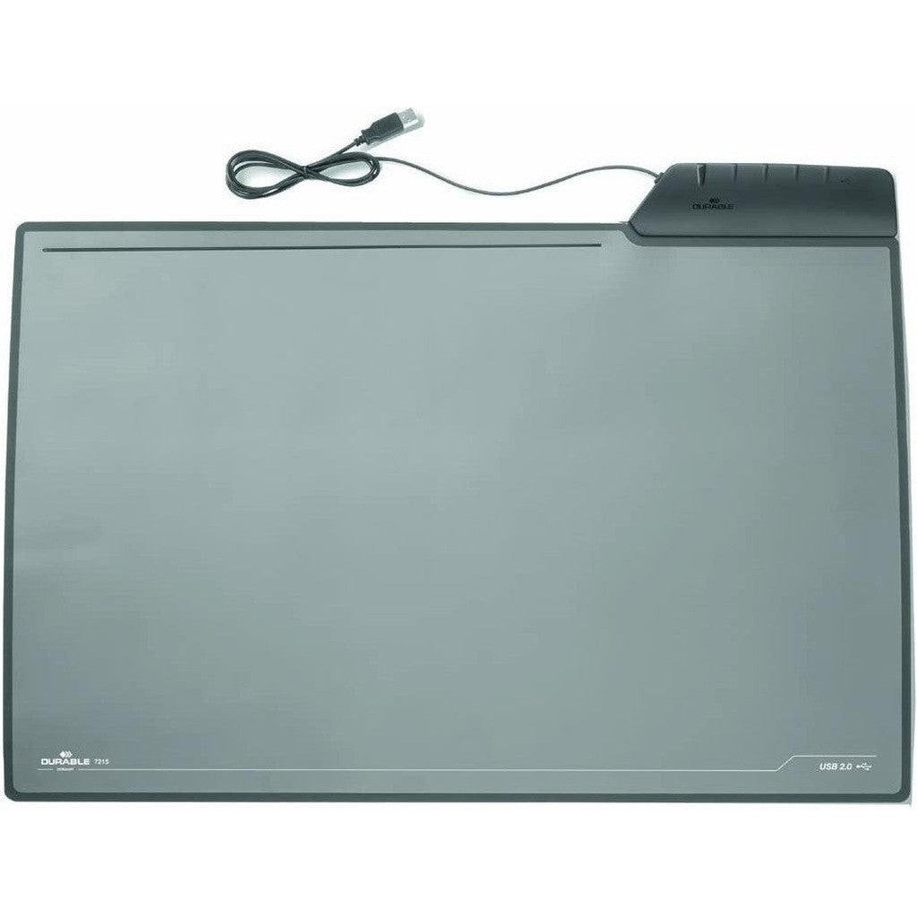 Durable Desk Mat With 4-Port Usb Hub Black 7215