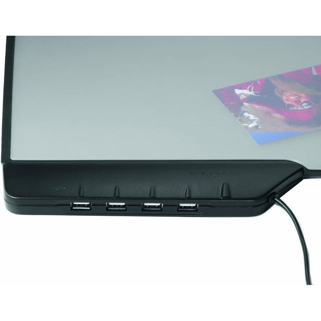 Durable Desk Mat With 4-Port Usb Hub Black 7215