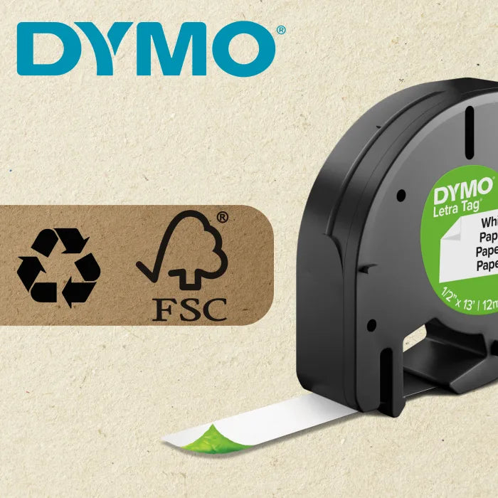 Dymo Black on White Label Printer Plastic Tape 4 m Length 12 mm Width