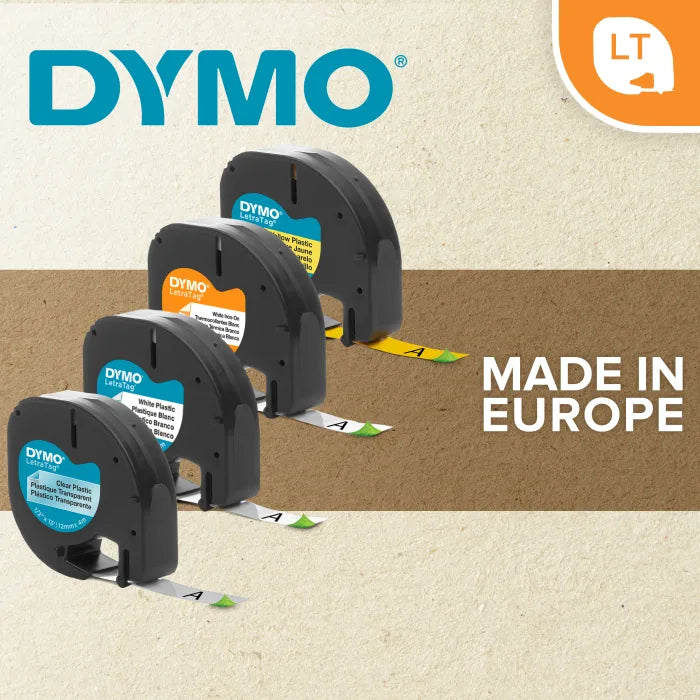 Dymo Black on White Label Printer Paper Tape 4 m Length 12 mm Width