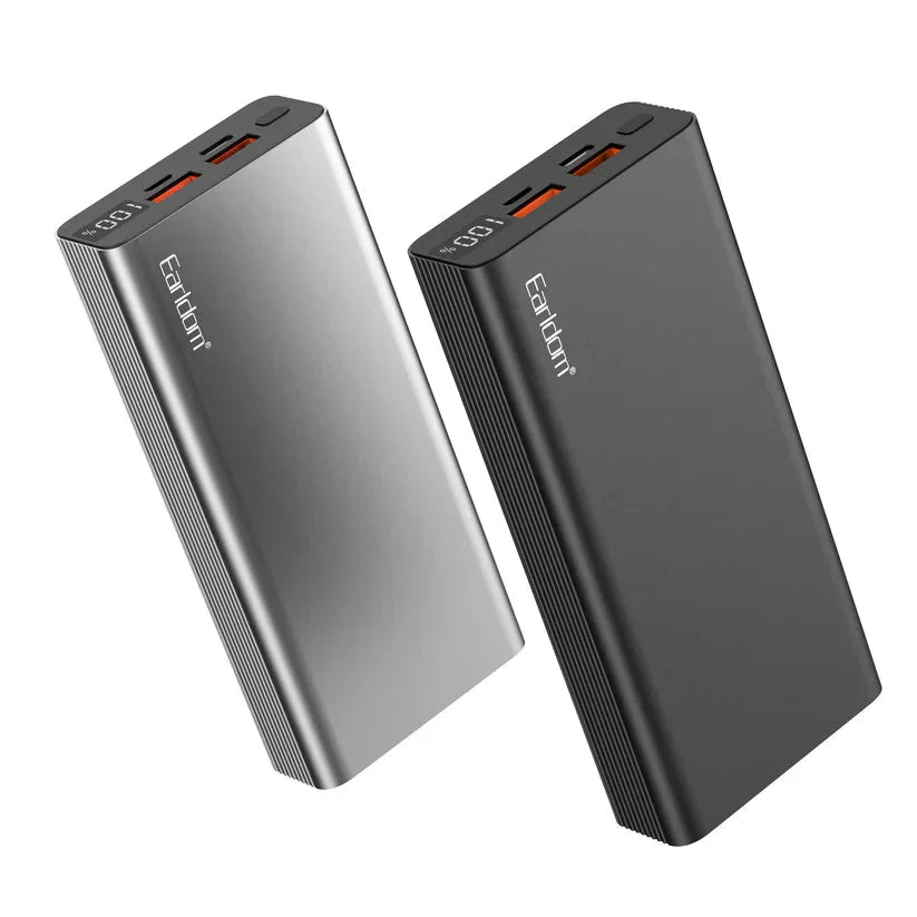 EARLDOM 20000mAh 20W Power Bank - Black - High Capacity & Fast Charging
