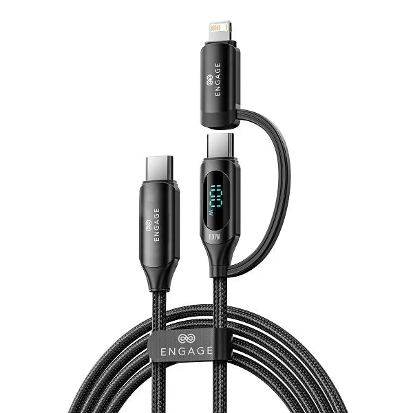 Engage Display Fast Charging Cable Usb-C To Usb-C W/Lightning Adapter