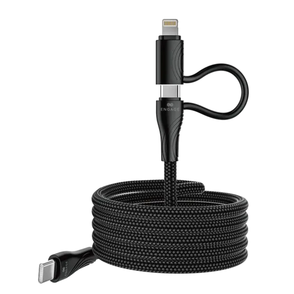 Engage Magnetic C To C Cable 60W W/Lightning Adapter 27W Black