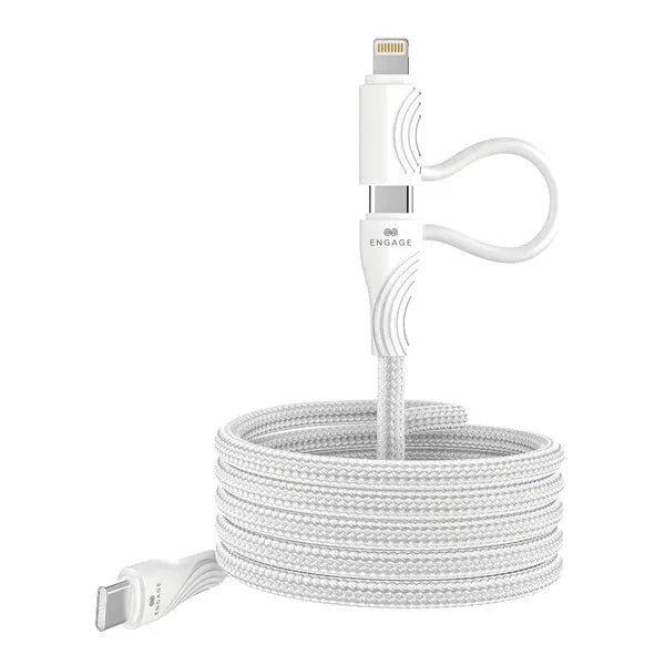 Engage Magnetic C To C Cable 60W With Lightning Adapter 27W White
