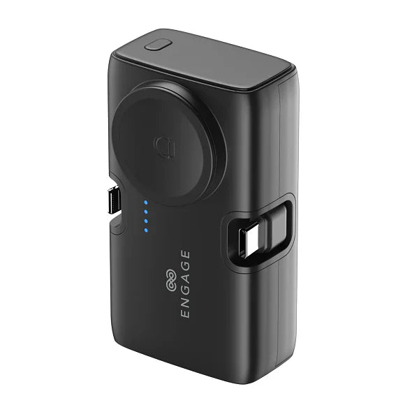 Engage Portable Dual Port Lightning Usb-C & Watch Charging Power Bank 5000Mah BLACK