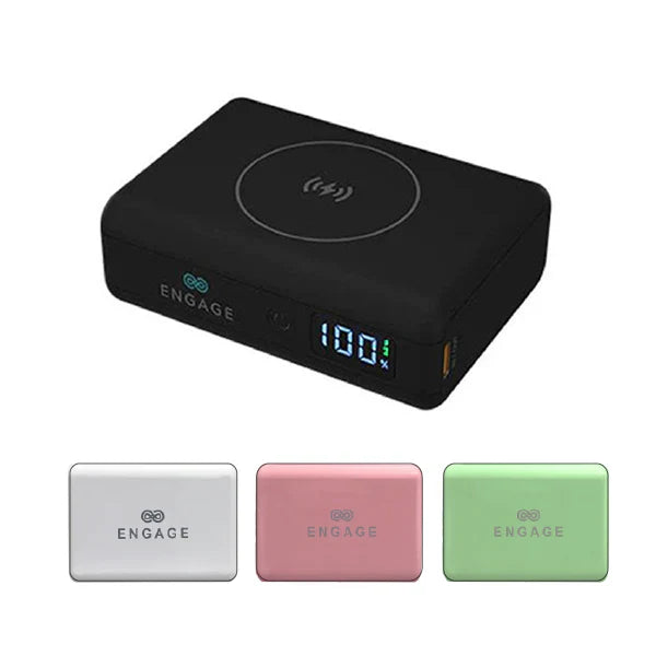 ENGAGE COMPACT WIRELESS MAGNETIC PB 10000MAH W/LED DISPLAY-WHT 45W(37W/H)
