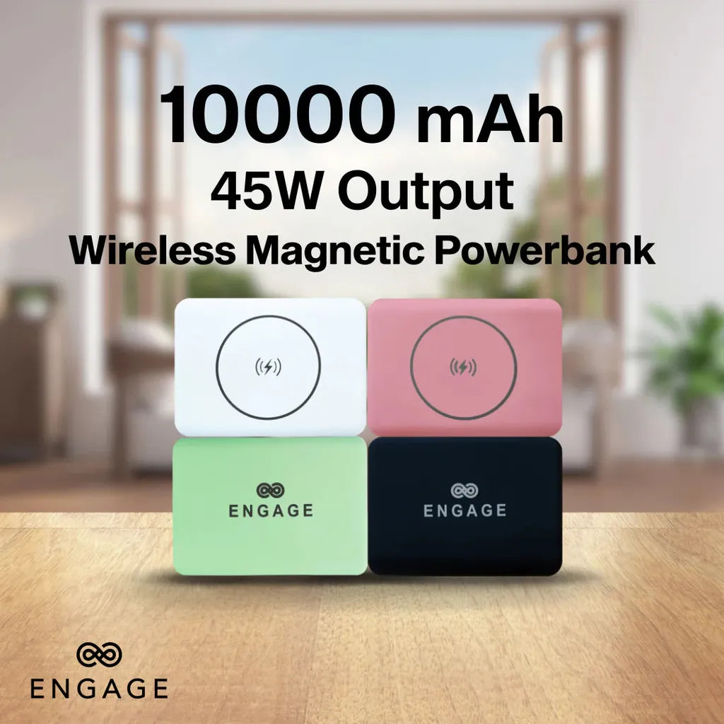 ENGAGE COMPACT WIRELESS MAGNETIC PB 10000MAH W/LED DISPLAY-WHT 45W(37W/H)