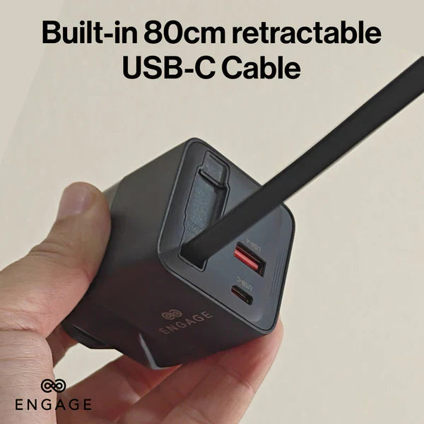 ENGAGE DUAL PORT C+A 65W GAN POWER ADAPTER W/USB-C CABLE
