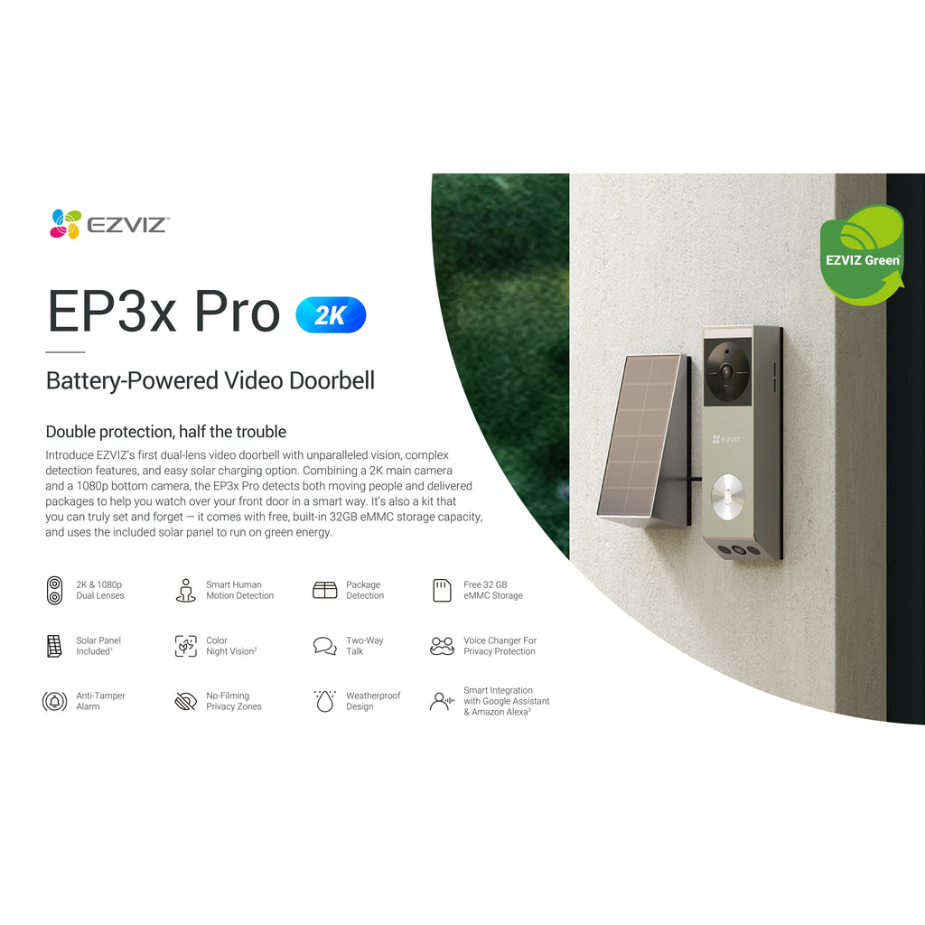 Ezviz EP3X PRO Battery-Powered Video Doorbell Kit