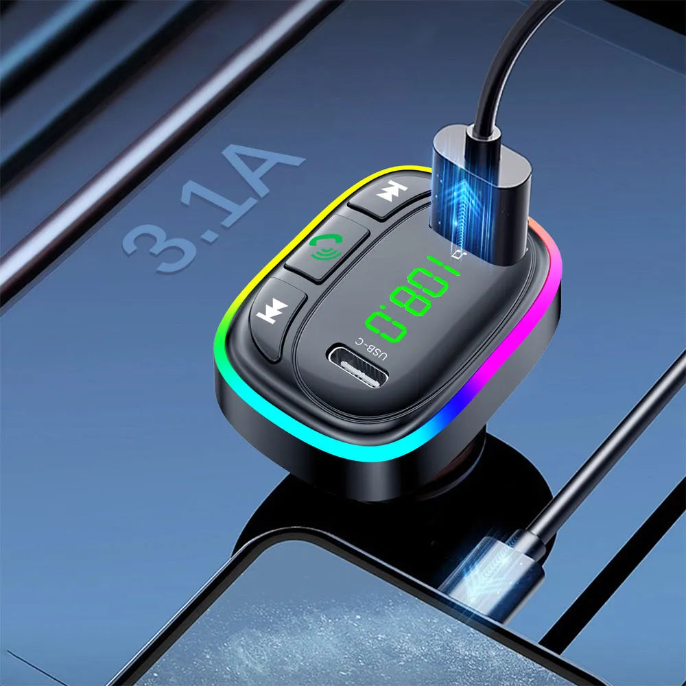 EarlDom Wireless Car MP3 Player with Dual USB + RGB Light