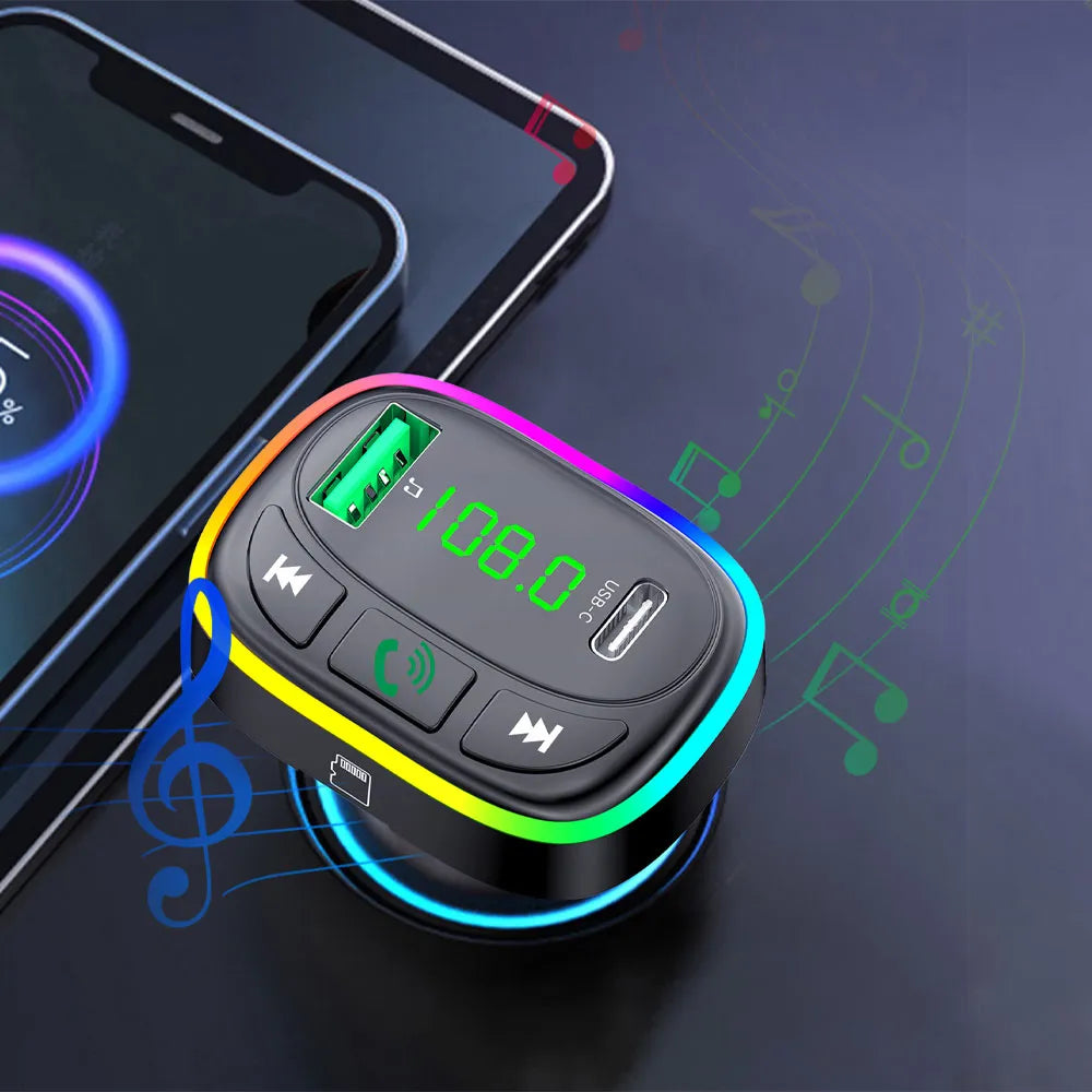 EarlDom Wireless Car MP3 Player with Dual USB + RGB Light