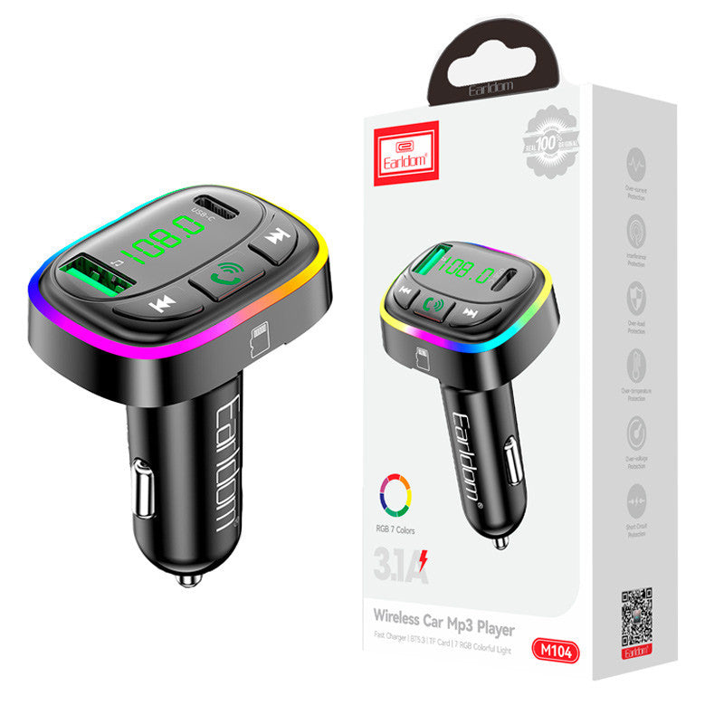 EarlDom Wireless Car MP3 Player with Dual USB + RGB Light