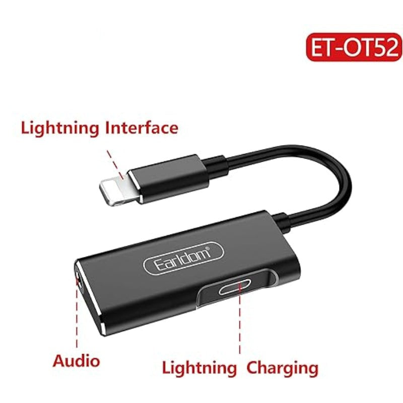 Earldom 2-in-1 Lightning Adapter to Lightning Charger and AUX 3.5mm