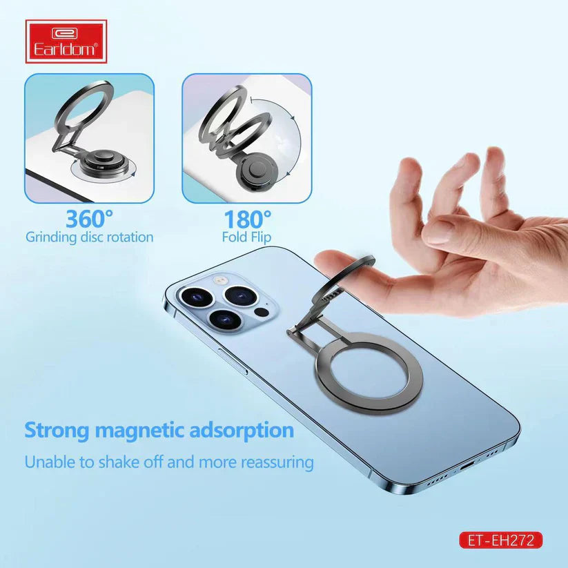 Earldom 2-in-1 Magnetic Foldable Metal Ring Phone Stand