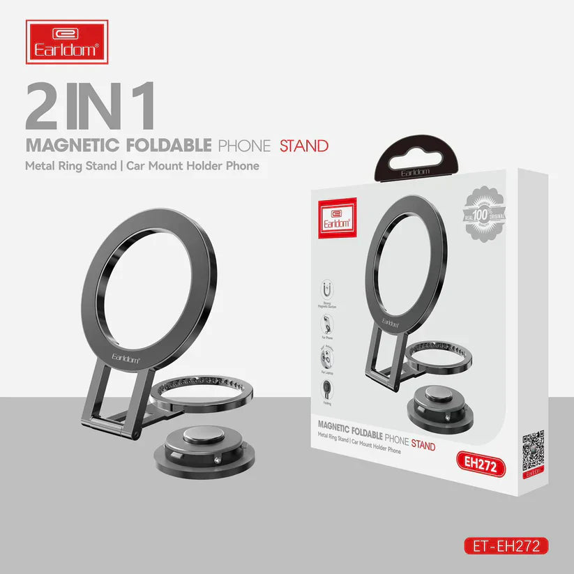 Earldom 2-in-1 Magnetic Foldable Metal Ring Phone Stand