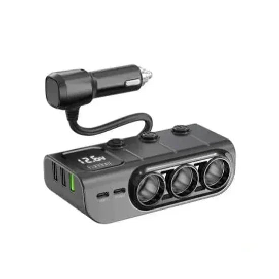 Earldom 3 Cigarette Lighters, 2 Type C PD outputs with cord Black