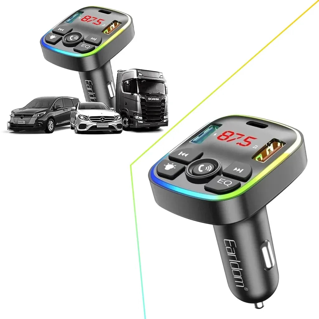 Earldom 4-in-1 Wireless Car MP3 Player with RGB Light & Dual USB