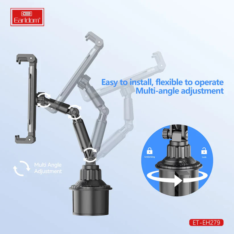 Earldom Car Cup Mount Phone Holder – Adjustable Arm