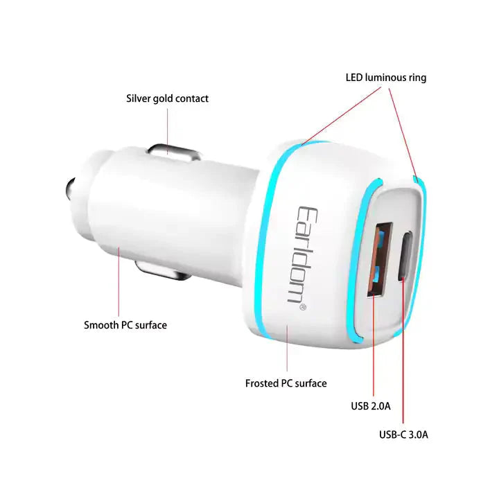 Earldom ES-CC11 Car Charger With PD type c to type C Cable