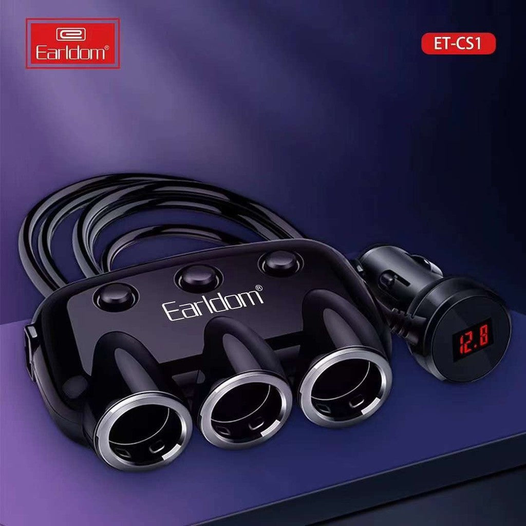 Earldom ES-CS1 Car Socket Charger , Splitter, 2xUSB (F) , 3×12/24V
