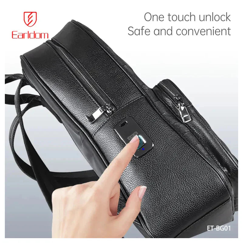 Earldom ET-BG01 Leather Backpack Bag - Black