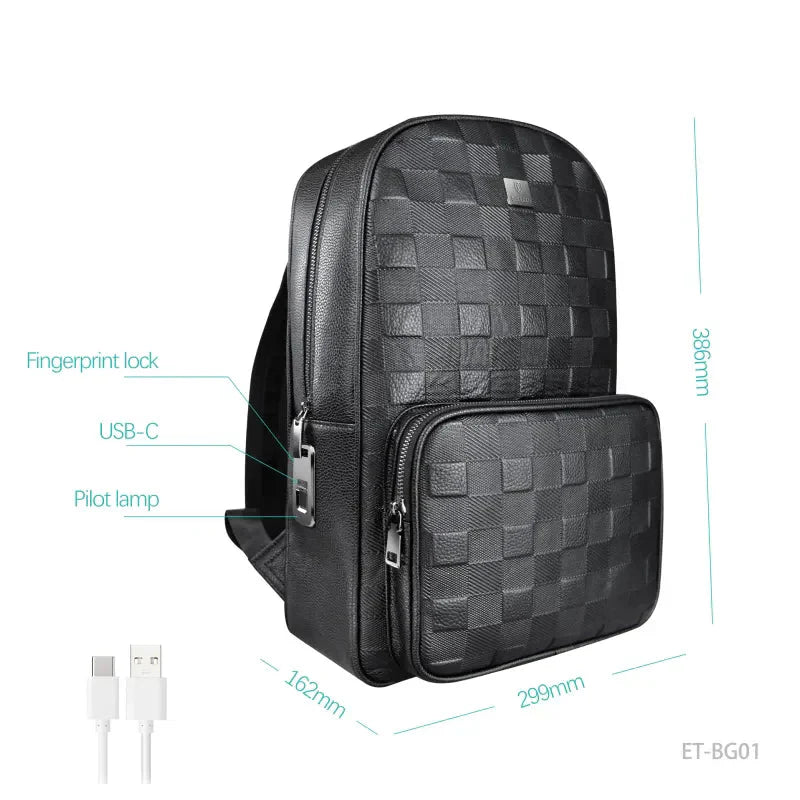 Earldom ET-BG01 Leather Backpack Bag - Black