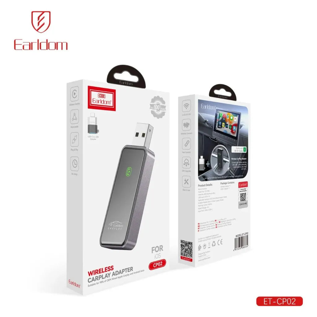 Earldom ET-CP02 Wireless CarPlay Dongle – Plug & Play Adapter