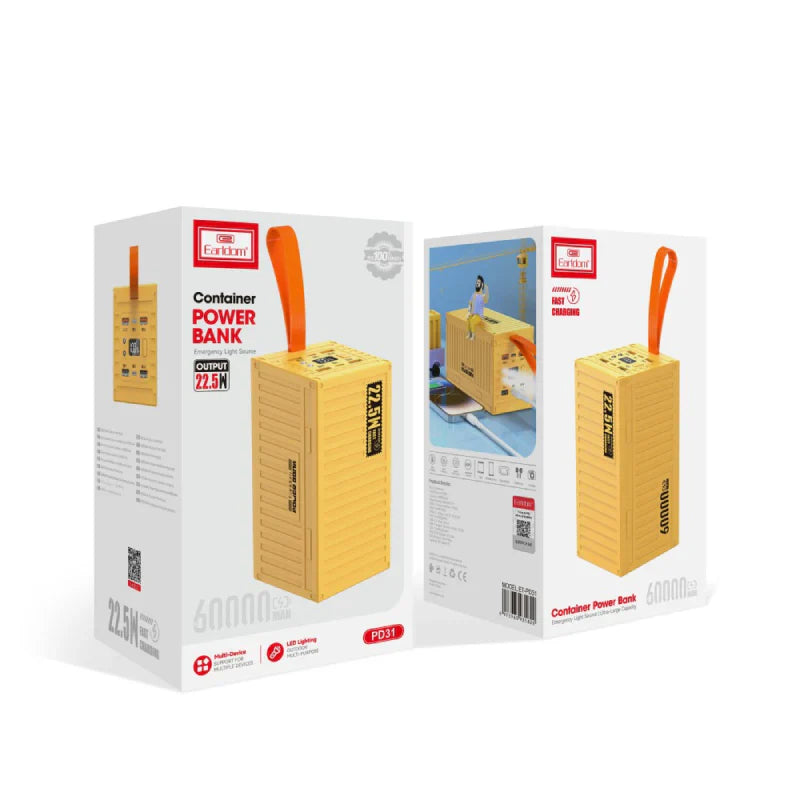 Earldom ET-PD31 Power Bank - 60,000mAh / Type-C / USB-A / Yellow