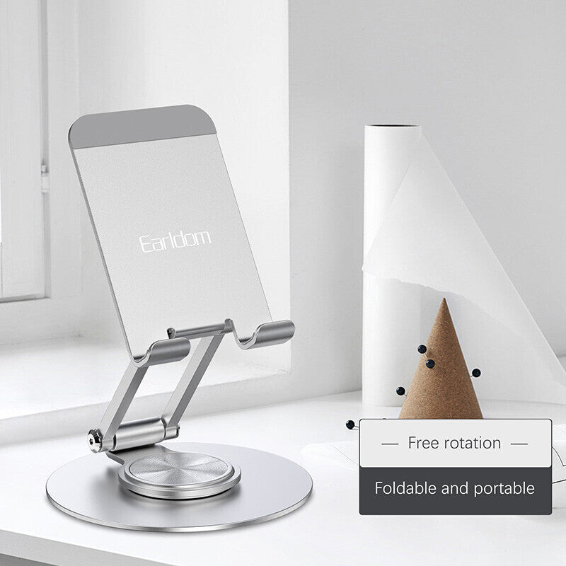 Earldom Metal Foldable Desktop Stand – Adjustable Phone & Tablet Holder
