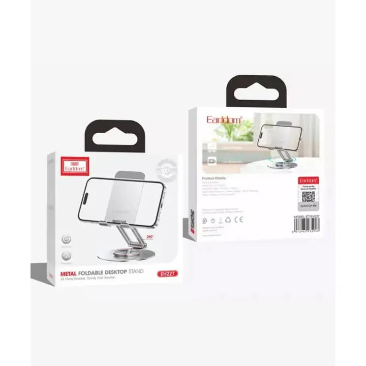 Earldom Metal Foldable Desktop Stand – Adjustable Phone & Tablet Holder