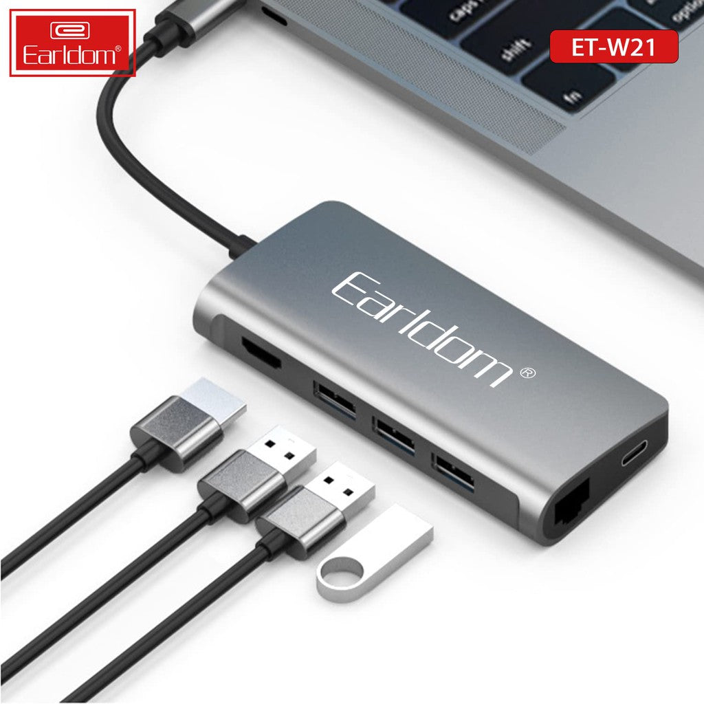 Earldom ET-W21 8 In 1 Type-C Multifunctional HUB