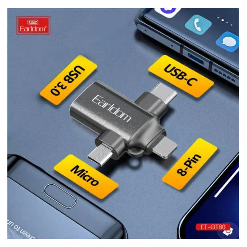 Earldom OT80 3-in-1 Converter - Micro USB / Lightning / USB-C