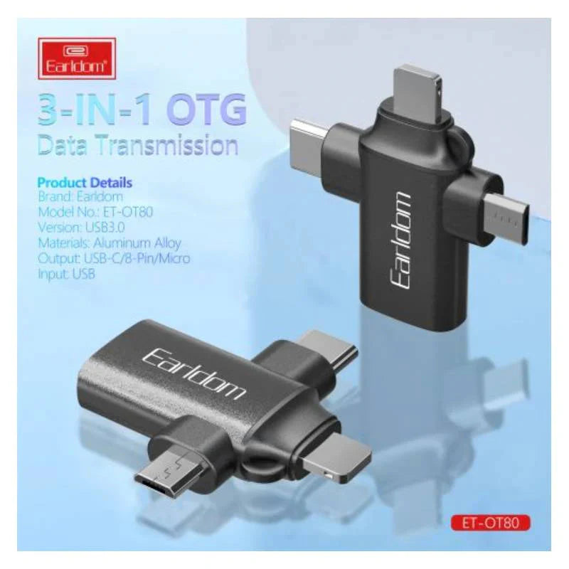 Earldom OT80 3-in-1 Converter - Micro USB / Lightning / USB-C