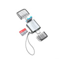 Earldom OT82 4-in-1 Mini Aluminium Card Reader - USB-A / Lightning / USB-C