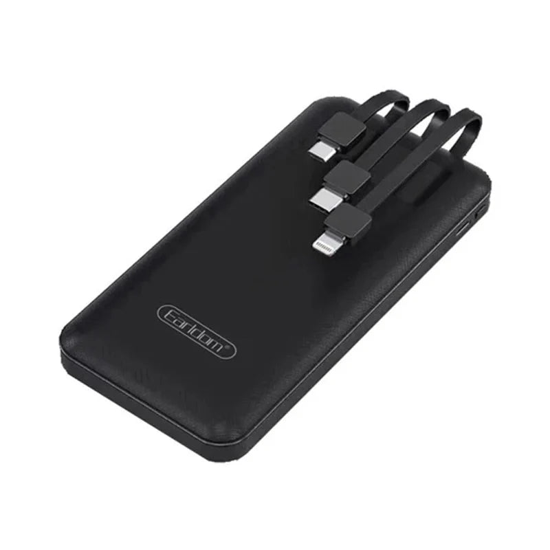 Earldom PB-41 Backup Phone Charger Powerbank - 10000mAh / LCD / Lightning / Type-C / Micro / USB - Black