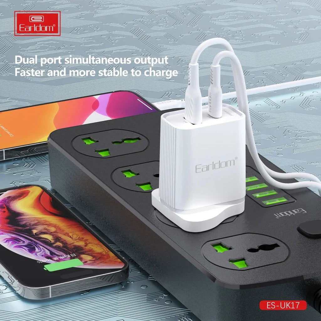 Earldom UK17 20W PD + 18W QC3.0 USB Wall Charger (UK Plug)