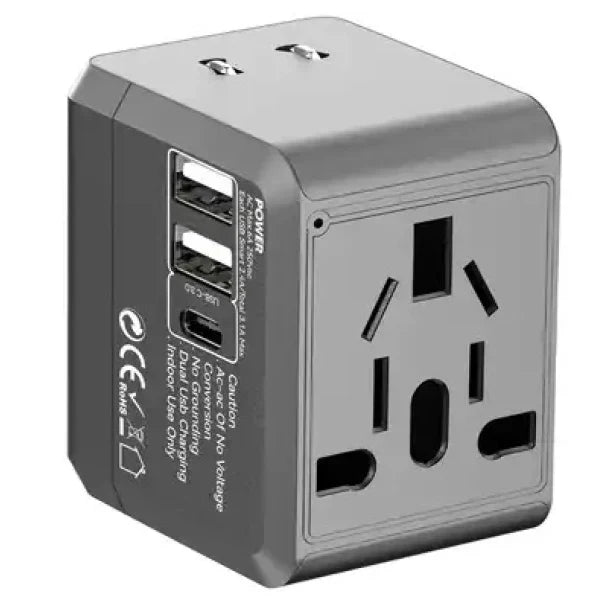 Earldom World Universal Travel Adapter – 3.1A Fast Charging, 1500W Output