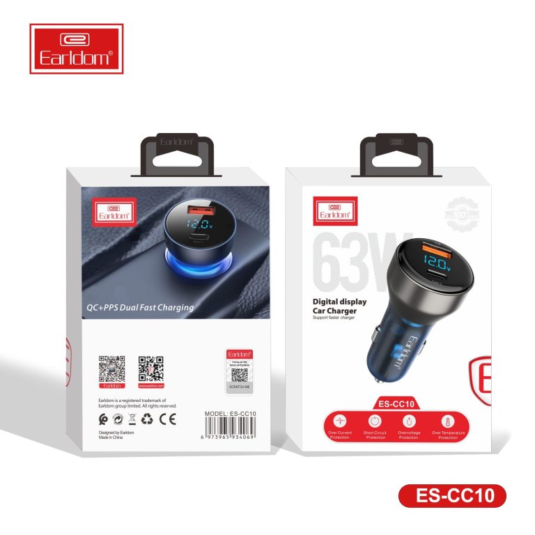 Earldom® CC10 Digital Display Car Charger 63W