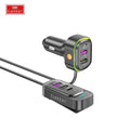 Earldom® CC26 RGB 6in1 66W car charger with cable extension
