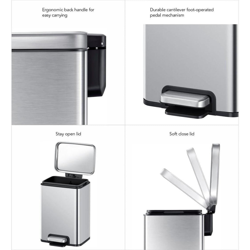 Eko 9361 Madison Stainless Steel Fingerprint Resistant Dustbin - 6 Liters