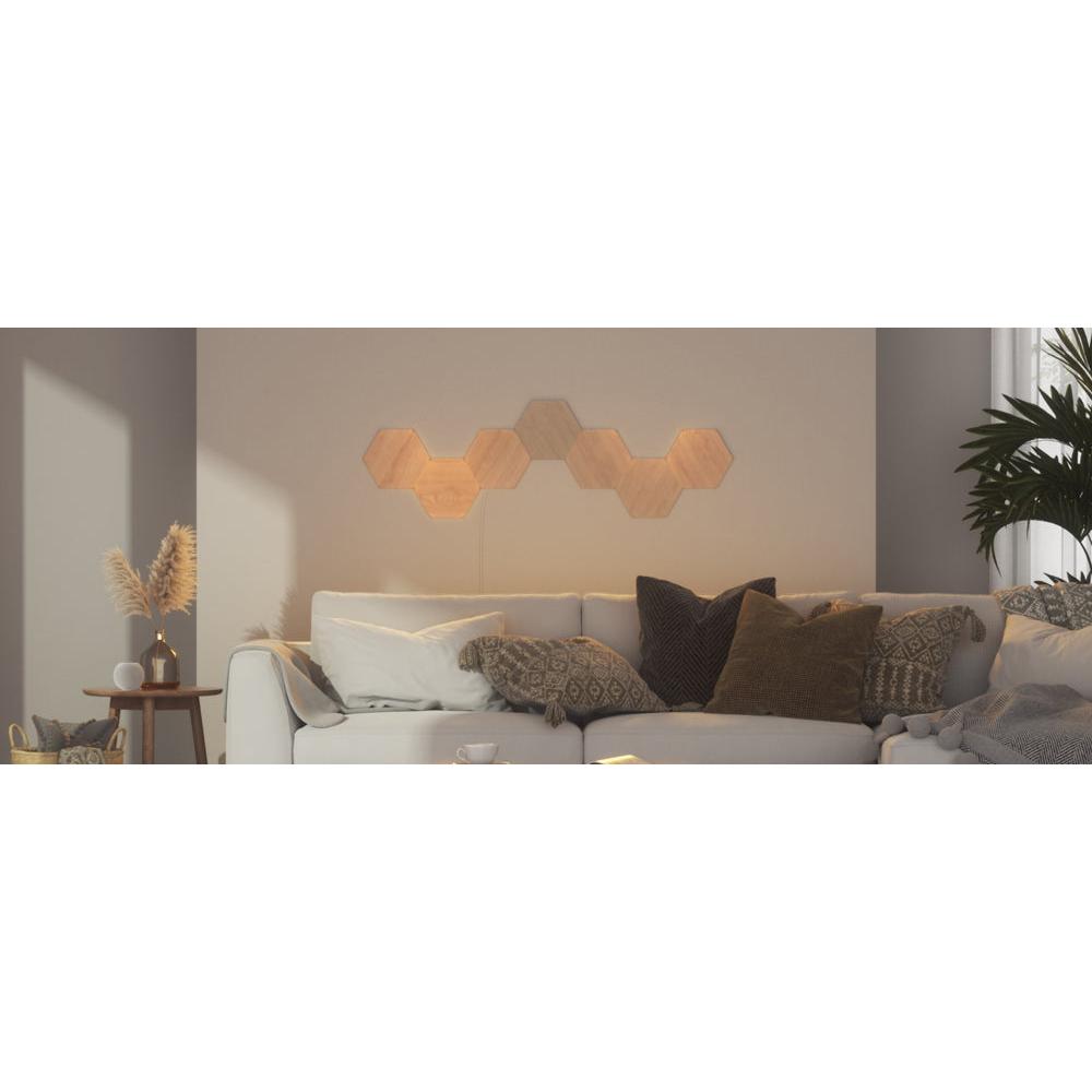 Elements Wood - Hexagon Look Smarter Light Panels Expansion Pack - 3 Panels - Wood