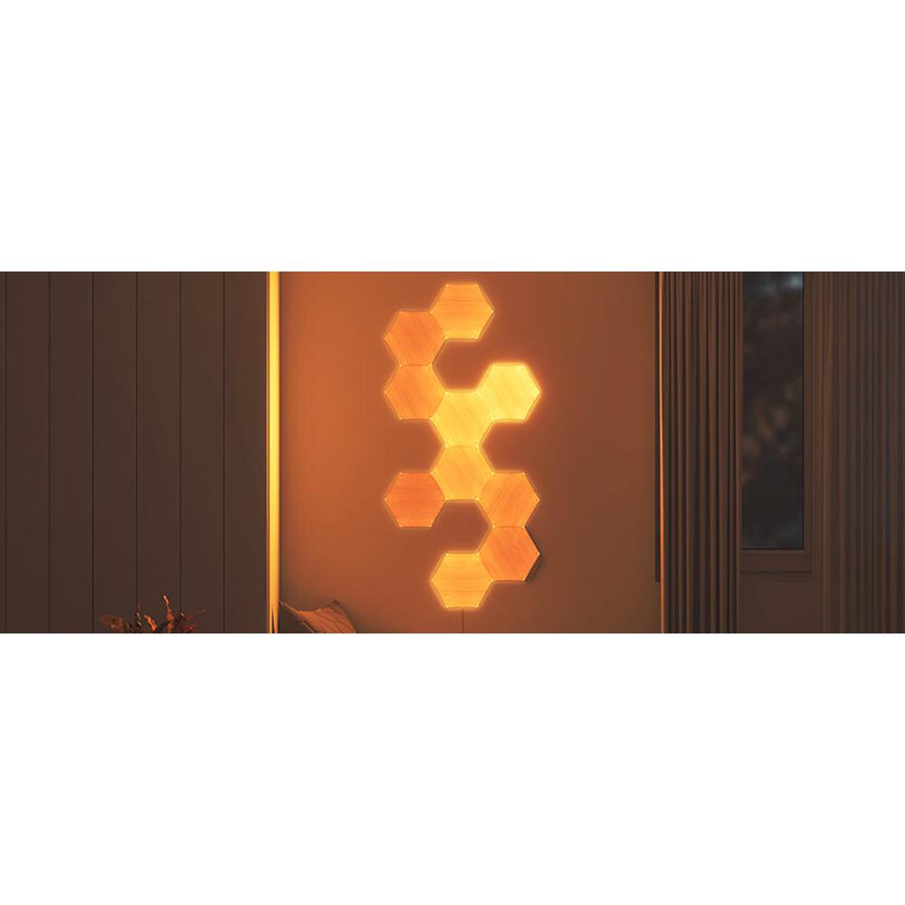 Elements Wood - Hexagon Look Smarter Light Panels Expansion Pack - 3 Panels - Wood