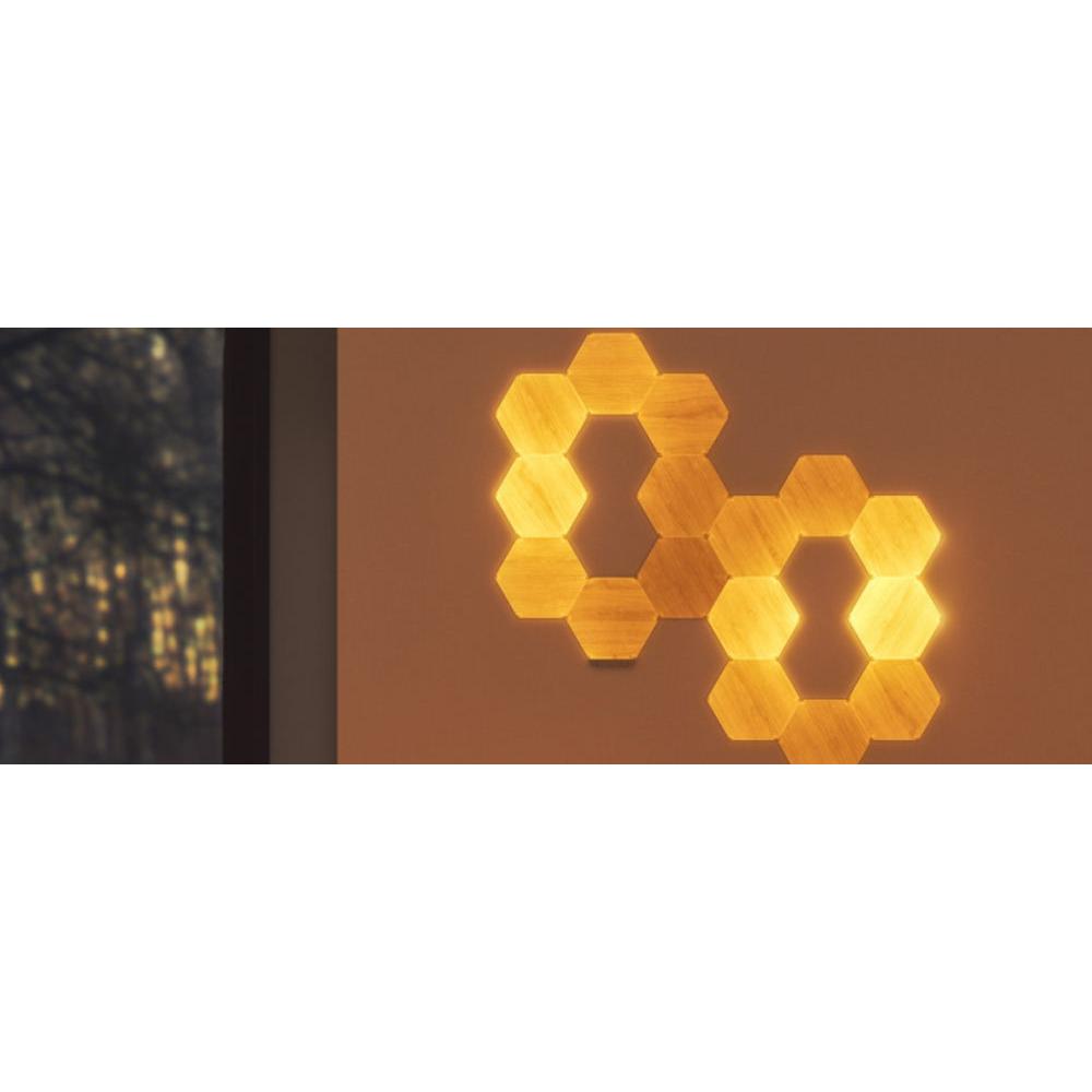 Elements Wood - Hexagon Look Smarter Light Panels Expansion Pack - 3 Panels - Wood