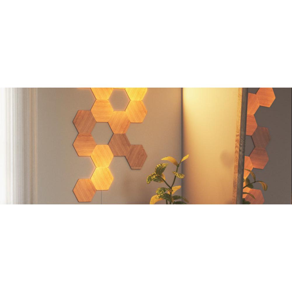Elements Wood - Hexagon Look Smarter Light Panels Expansion Pack - 3 Panels - Wood
