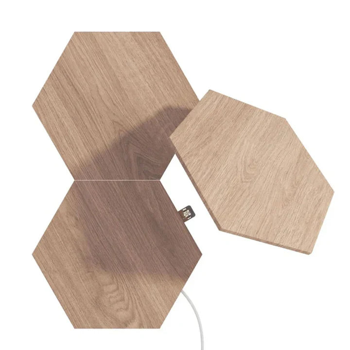 Elements Wood - Hexagon Look Smarter Light Panels Expansion Pack - 3 Panels - Wood