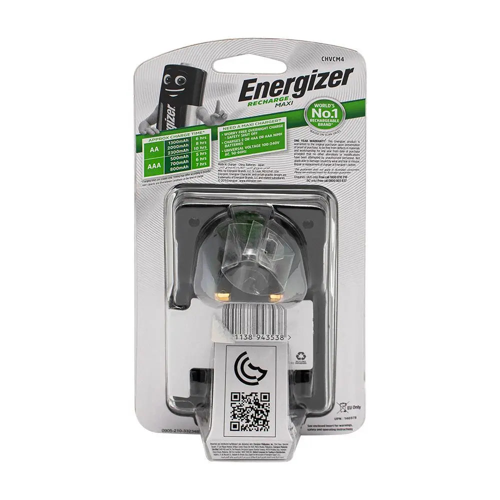 Energizer / Battery charger, Rechargeable AA and AAA battery charger, Black