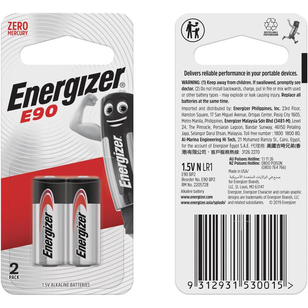 Energizer E90 1.5V Alkaline Batteries - 2 Pieces