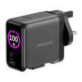 Engage 100W AI PD Charger( USB-C+USB-C Cable+ USB- A) W/Interchangeable UK/EU Plug
