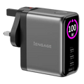Engage 100W TFT PD Charger (Triple USB-C + USB -A) W/Interchangeable UK/EU Plug